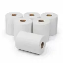 Wit Midi Poetspapier Gerecycled 1-Laags – 6 Rollen x 300 Meter – 19 cm Breed – Met Embossing en Trekbare Kern – Voor QuartzLine en PearlLine Dispensers 