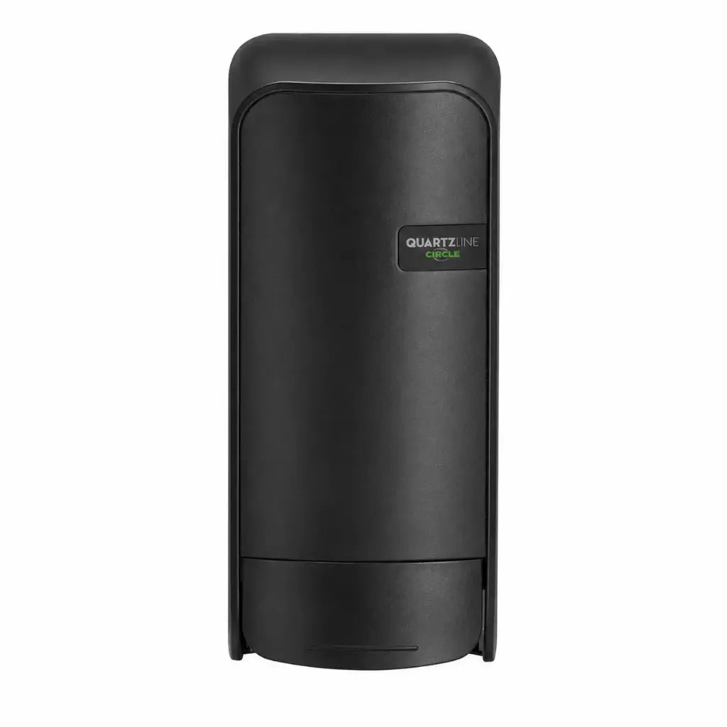 QuartzLine Circle Foamzeepdispenser – 1000 ml – Zwart – Wanddispenser met Pushsysteem – Gerecycled ABS