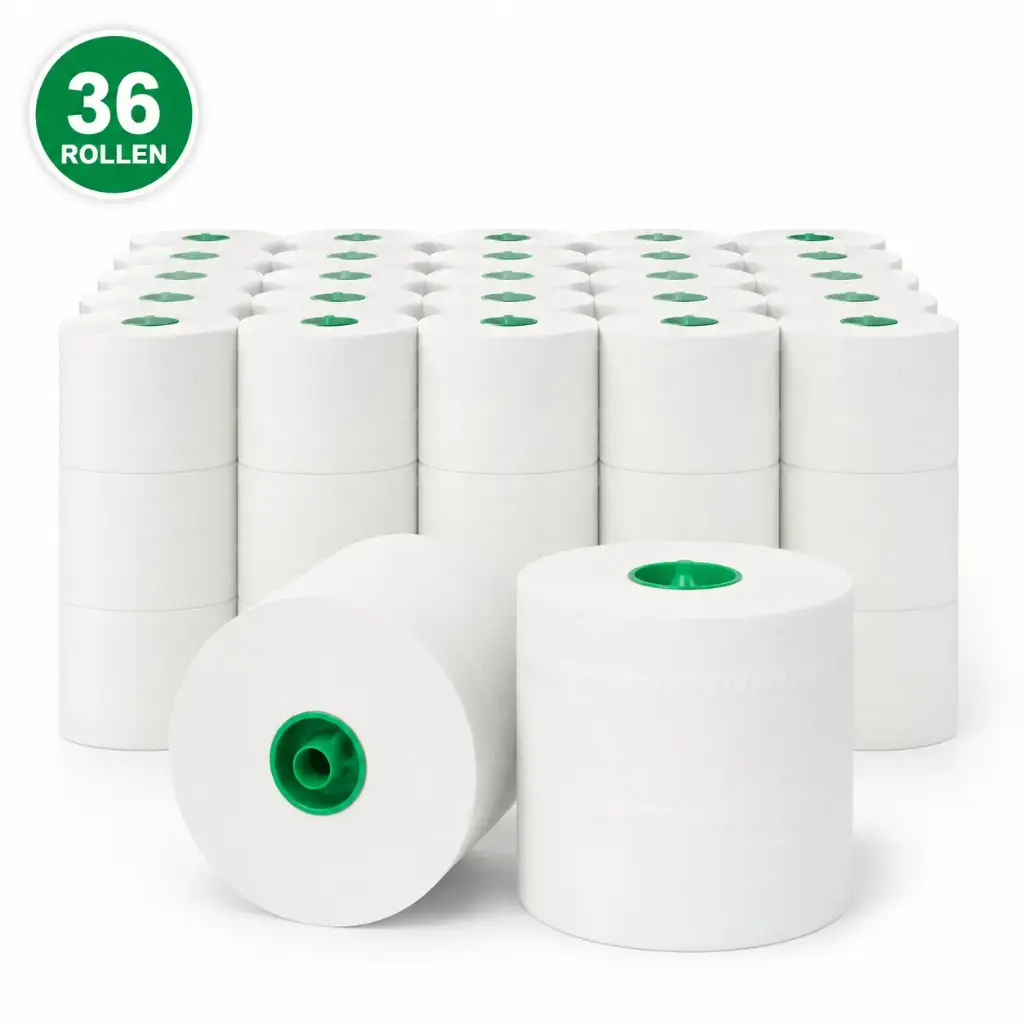 Toiletpapier met Dop – 36 Rollen – 2-Laags – 100 Meter per Rol – 100% Cellulose – Wit – Ø 13 cm – Kern Ø 40 mm