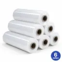 NaturaSterk Stretchfolie Transparant – Handwikkelfolie / Palletfolie 20 Micron – 3 kg per Rol – Verpakkingsfolie voor Pallets & Dozen – 6 Rollen