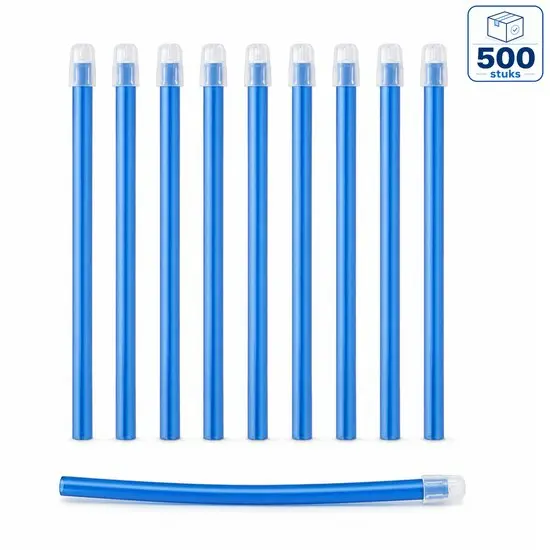 Euronda Speekselafscheiders Blauw –15 cm – Ø 6,5 mm – Flexibele Saliva Ejectors met Afgeronde Tip – 100 Stuks Totaal  Niet-toxisch PVC – Voor Tandartspraktijk & Mondzorg