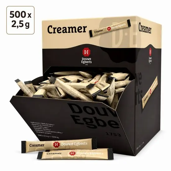 Douwe Egberts Creamer Sticks – 500 x 2,5 g – Koffiecreamer Individueel Verpakt – Dispenserdoos – Voor Kantoor, Horeca en Thuis – 1,25 kg