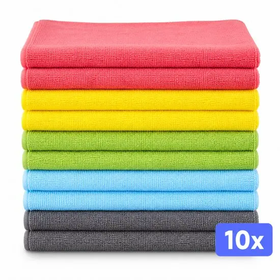 Vaatdoeken Microvezel Multi-kleuren  340g. p/m2  40x40 cm JA Per Zakje 10 Stuks