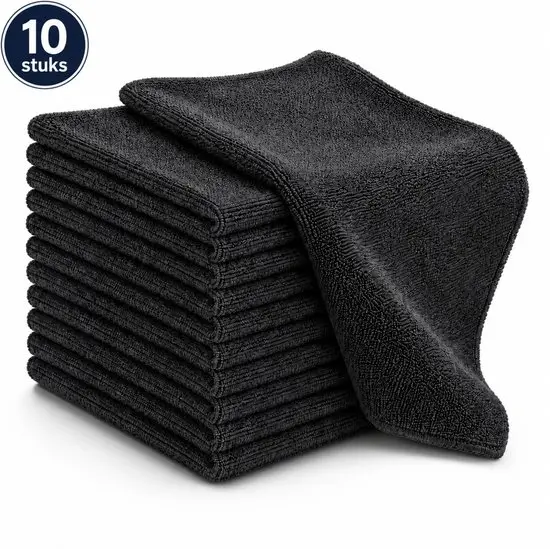 NaturaSterk Schoonmaakdoekjes Microvezeldoekjes – Per Zakje 10 Stuks – Antraciet Donkergrijs – 40 x 40 cm – 340 g/m² – Wasbare Herbruikbare Poetsdoeken voor Keuken Badkamer Glas Kantoor Horeca Auto