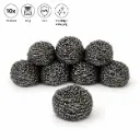 Reinigingsspons RVS Metaalsponzen – Set van 10 Stuks – 60 Gram per Spons – Pannenspons voor Hardnekkig Vuil – Roestvrijstalen Schuurspons