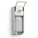 Dispenser voor wandmontage 27,5 cm x 8,5 cm x 23 cm "Aluminium" 500 ml, lange hendel, inclusief lege fles