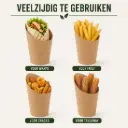 Wrap Snackbekers Kraft 6,5 oz – 400 Stuks – Kartonnen Friet- en Wrapbekers – Ø 60 x 118 mm – PE-Coating – Voor Snacks, Horeca en Takeaway