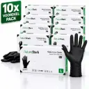 NaturaSterk Wegwerp Handschoenen - Nitril Handschoenen Maat L - 3.5 g - 10 Pakket x 100 Stuks - Poedervrij - Latex vrij - Niet Steriel - Zwart