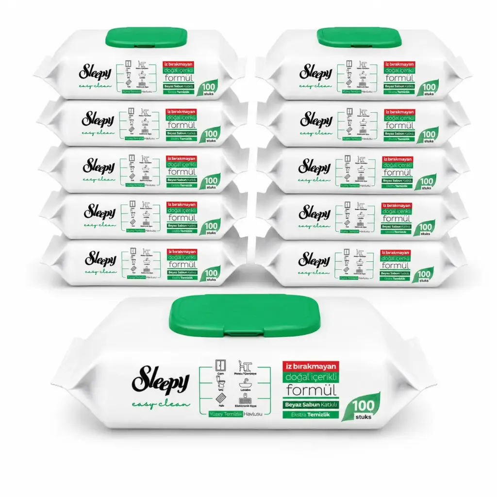Sleepy 12 pak groen x 100 Reinigingsdoekjes met wit zeep
