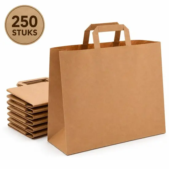 Papiertassen Groot Bruin 32+17x27cm 250 Stuks 