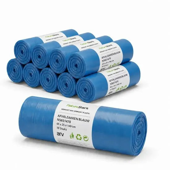 NaturaSterk Afvalzak Blauw T70 65x25x140 cm 240LT 10 Rollen x10 Stuks ( Totaal 100 Stuks )