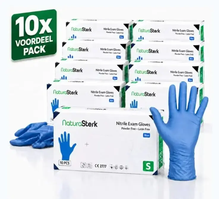 NaturaSterk Wegwerp Handschoenen - Nitril Handschoenen Maat S - 3.5 g - 10 Pakket x 100 Stuks Poedervrij - Latex vrij - Niet Steriel - Blauw  