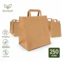 Papiertassen Middel Bruin 26+17x27 cm – 250 Stuks – Kraft Papieren Draagtassen – Biologisch Afbreekbaar – Plasticvrij – Voedselveilig – Voor Take Away en Thuisbezorging
