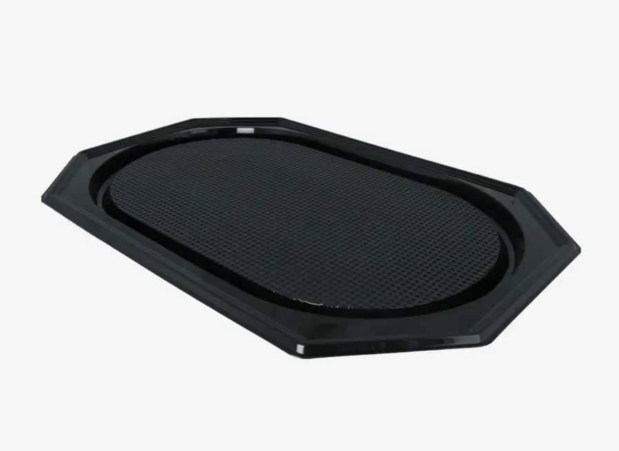 Catering schalen achthoekig 55cm zwart PET 10x10 Stuks