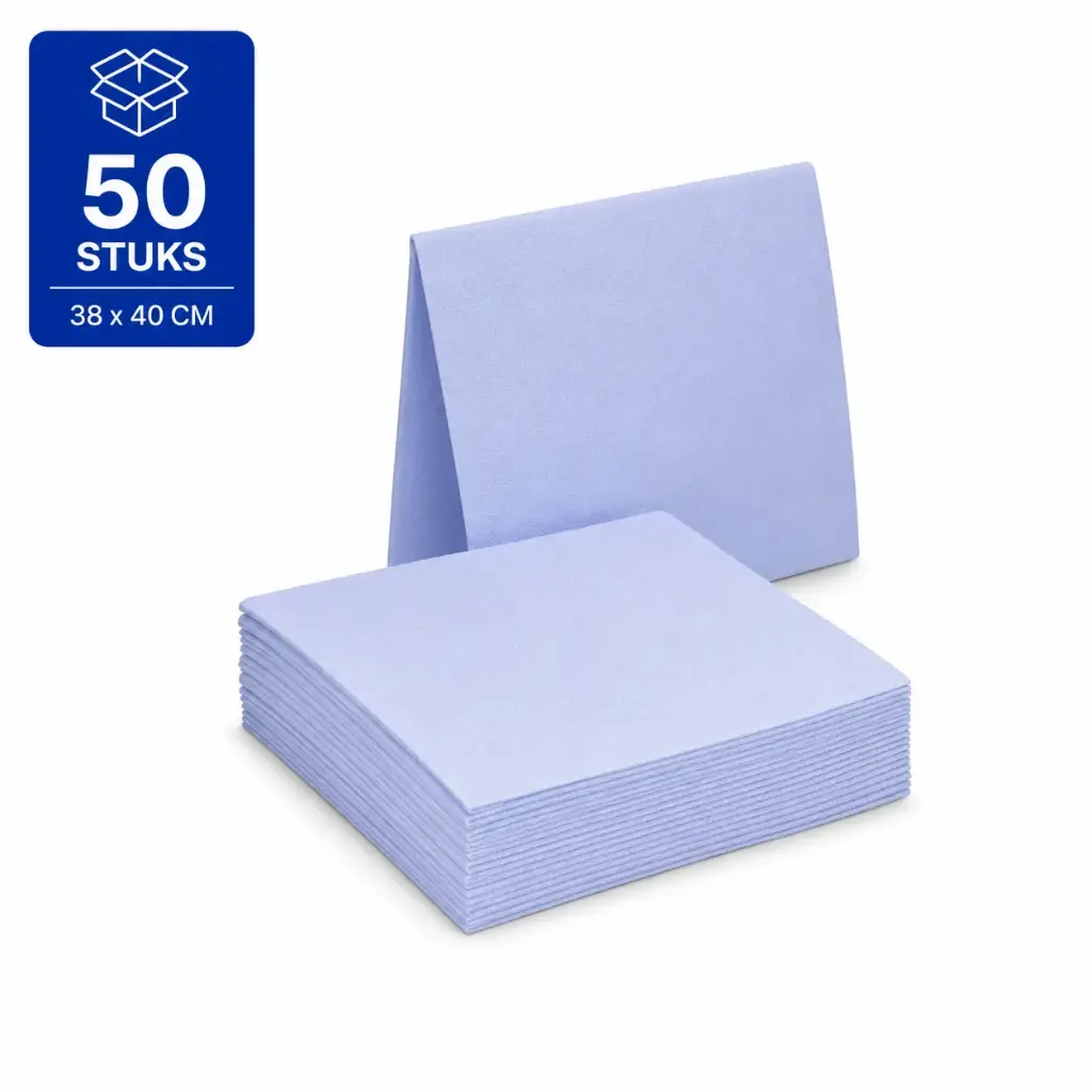 Blauwe Viscose Vaatdoeken 38 x 40 cm – 50 Stuks – ca. 125 g/m² – Pluisarme Werkdoeken – Absorberende Schoonmaakdoeken voor Keuken en Horeca
