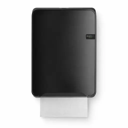 [QL140008] QuartzLine Circle Handdoekdispenser Zwart – Voor Interfold, Multifold, C-Fold en V-Fold Handdoeken – Gerecycled ABS – 37,7 x 28,2 x 12,5 cm