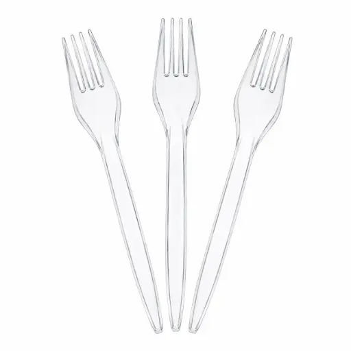 [NM120133] Herbruikbare Plastic Vorken 18 cm – Transparant – 3,8 g – Premium Sterk – Vaatwasmachinebestendig EN 12875-1 – 1000 Stuks (20x50) – Horeca & Catering