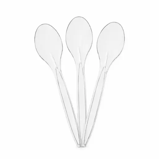 [NM120130] Herbruikbare Plastic Lepels 18 cm – Transparant – 3,8 g – Premium Sterk – Vaatwasmachinebestendig EN 12875-1 – 1000 Stuks (20x50) – Horeca & Catering