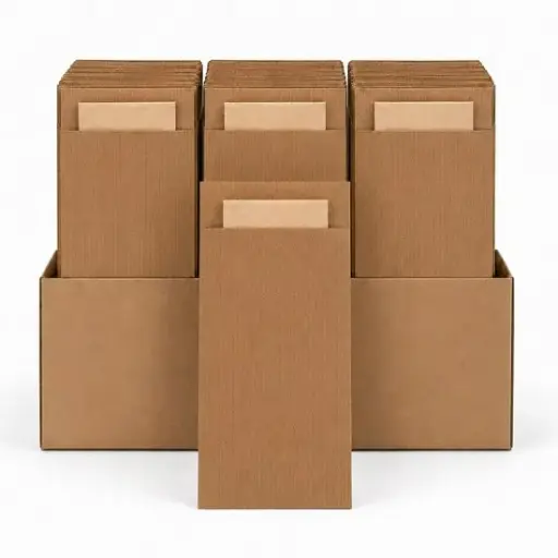 [NM120035] NaturaSterk Luxe Bestekzakje Pochette Kraft met Naturel Servet - 100% biologisch afbreekbaar - bestek diner eten bestekpochette festival tafel dekken bio servetten - 600 stuks