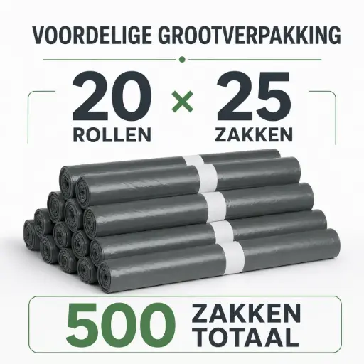 [NM150045] Afvalzakken Recy. Grijs T23 61x80 SP Per Doos 20 Rollen x 25 Stuks