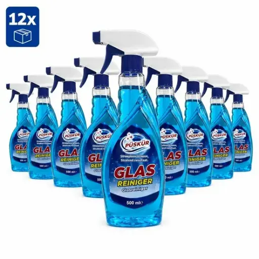 [PK150195] PÜSKÜR Glasreiniger Spray – 12 x 500 ml – 6 Liter Voordeelverpakking – Glasreiniger voor Ramen, Spiegels en Glazen Oppervlakken