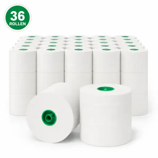 [NS140039] Toiletpapier met Dop – 36 Rollen – 2-Laags – 100 Meter per Rol – 100% Cellulose – Wit – Ø 13 cm – Kern Ø 40 mm