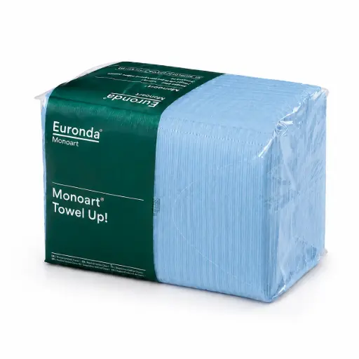 [MA130090] Euronda Monoart Towel Up! Wegwerpservetten Licht Blauw –  Pakken 50 Stuks  – 33 x 45 cm – Absorberende Cellulose Servetten met PE-Film – Voor Tandartspraktijk, Schoonheidssalon & Medische Praktijk 10 Pakket x50 Stuks