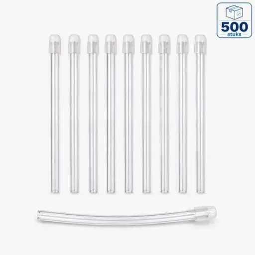 Euronda Speekselafscheiders Transparant – 500 Stuks – 15 cm – Ø 6,5 mm – Flexibele Saliva Ejectors met Afgeronde Tip – Niet-toxisch PVC – Voor Tandartspraktijk & Mondzorg