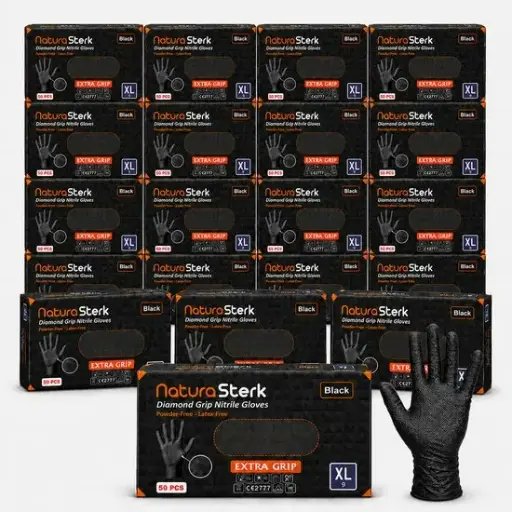 NaturaSterk Handschoenen Diamond Nitril Zwart X-Large 8gr 20 Pakket x 50 Stuks  