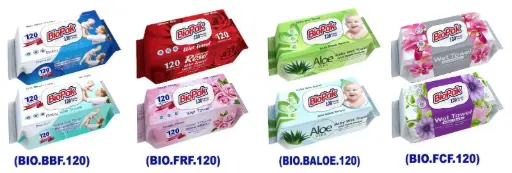 Biopak Bloem Vochtige Doekjes 120 Vellen x 24 Stuks 