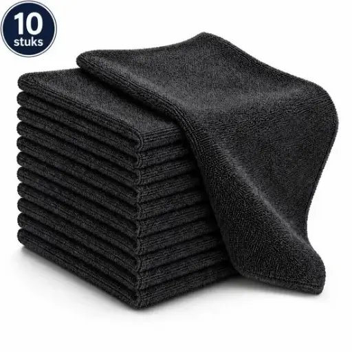 NaturaSterk Schoonmaakdoekjes Microvezeldoekjes – Per Zakje 10 Stuks – Antraciet Donkergrijs – 40 x 40 cm – 340 g/m² – Wasbare Herbruikbare Poetsdoeken voor Keuken Badkamer Glas Kantoor Horeca Auto