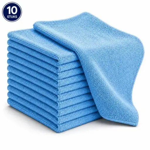 [HRC00046] Vaatdoeken Microvezel Blauw 340g. p/m2  40x40 cm JA Per Zakje 10 Stuks