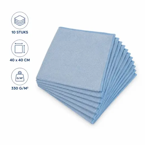 [HRC00050] Betra Microvezeldoeken Heavy Duty – 10 Stuks – 40 x 40 cm – 330 g/m² – Blauwe Schoonmaakdoeken voor Algemene Reiniging