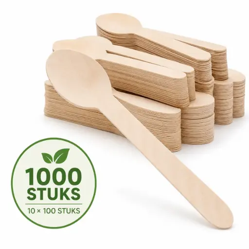 [HRC00059] Houten lepel 160mm FSC 100% BIO Per Doos 1000 Stuks
