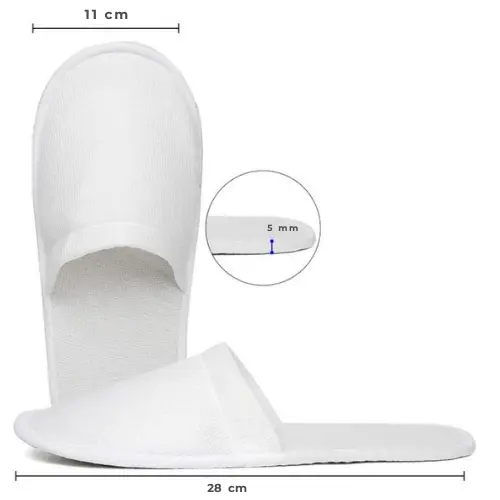 [HRC00099] Badslippers badstof ges. teen Wit Een maat 28x11x5cm (UK 7-10)