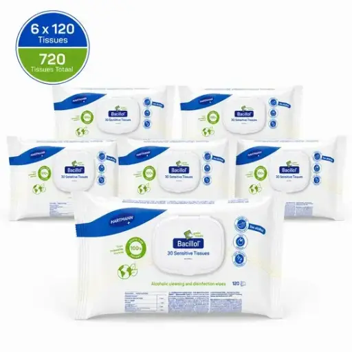[HM110041] HARTMANN Bacillol 30 Sensitive Green Tissues – 6 x 120 Desinfectiedoekjes – 720 Stuks 