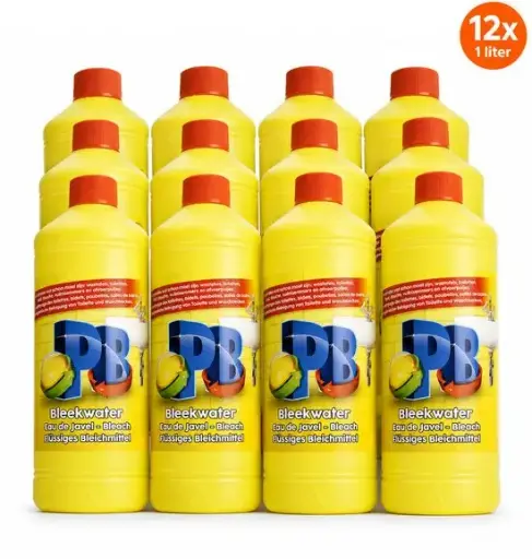 [PB150124] PB Bleekwater 1 Liter – 12 Stuks – Eau de Javel Bleach – Chloorbleekmiddel voor Toilet, Wastafel, Douche, Badkamer en Afvoerputjes