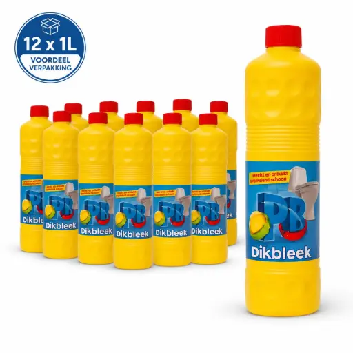 [PB150125] PB Dikbleek – Dikke Bleek voor Sanitair – 12 x 1 Liter – Voordeelverpakking – Voor Toiletten en Sanitaire Ruimtes