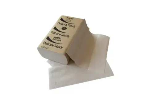 [NS140025] NaturaSterk Z-Fold Handdoekpapier – Papieren Handdoekjes – 2-Laags – 24 x 23 cm – 100% Gerecycled – 3000 Stuks – 20 Pakken x 150